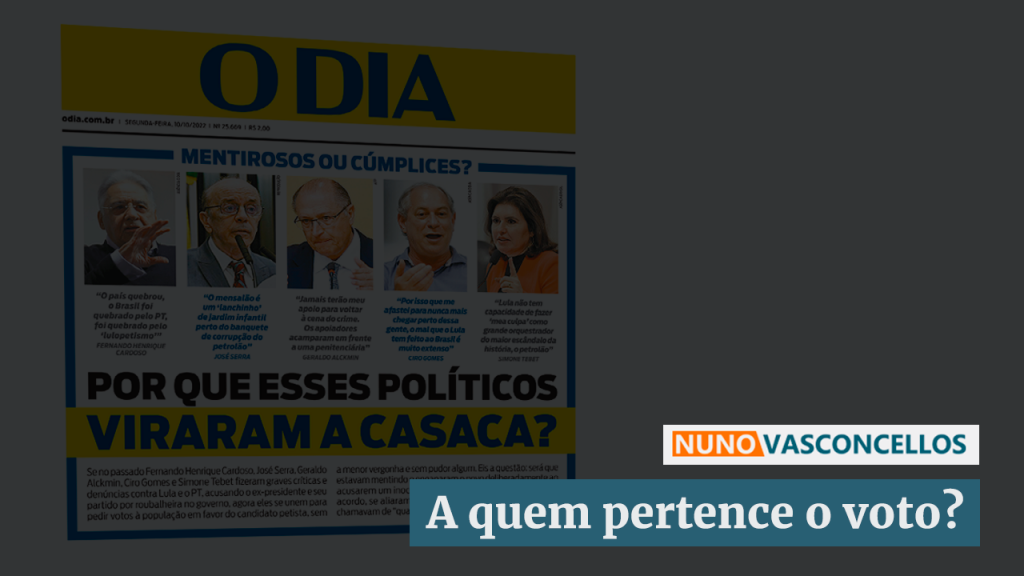 Nas discussões sobre o apoio aos vitoriosos no primeiro turno, os políticos parecem se esquecer do óbvio: o voto não pertence ao candidato, pertence ao eleitor